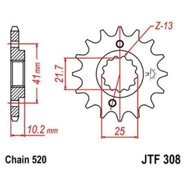 Piñon JT acero de 14 dientes JTF308.14