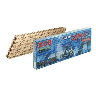 Cadena abierta DID X-ring 530 XVMX dorada de 114 eslabones con enganche remache