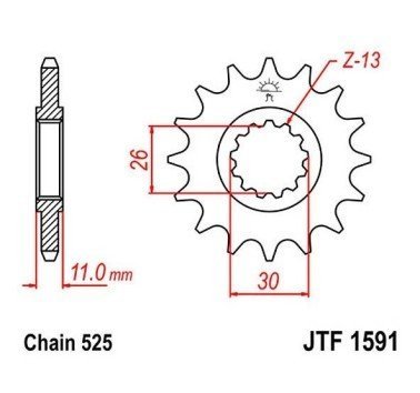 Piñón JT acero de 16 dientes JTF1591.16