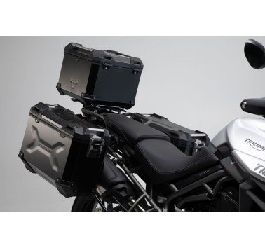SW-Moteck kit baul trax adv negro con soporte Triumph Tiger 800