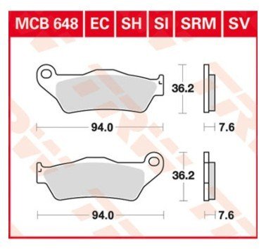 Pastillas de freno delantero sinter TRW MCB648SV