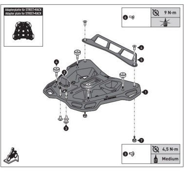 SW-Motech placa adaptadora para colocar baules Givi / Kappa monolock