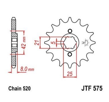 Piñón JT acero de 15 dientes JTF575.15