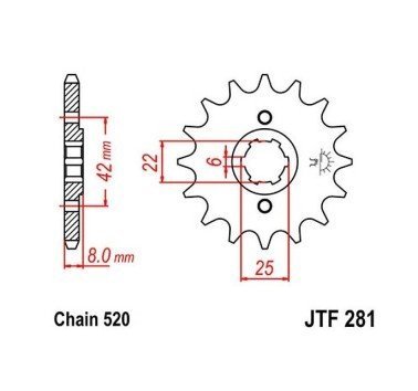 Piñón JT acero de 13 dientes JTF281.13