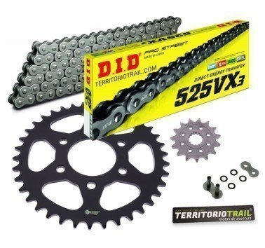 Kit de transmisión DID 525 VX3 gris (15/38/110) | relación original Royal Enfield Himalayan