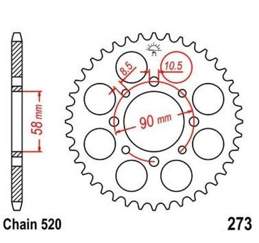 Corona JT acero de 45 dientes JTR273.45