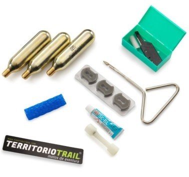 Bolsa kit reparación de pinchazos TipTop para motos sin cámara