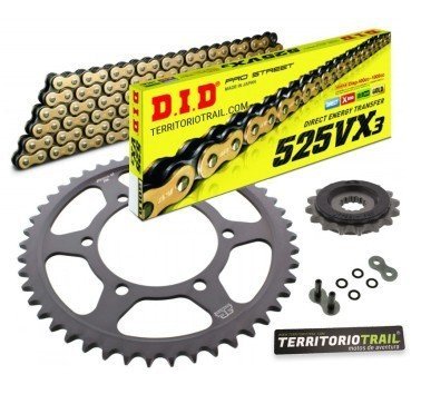 Kit de transmisión DID 525 VX3 dorada (16/50/124) | relación original Tiger 800 XC / XR