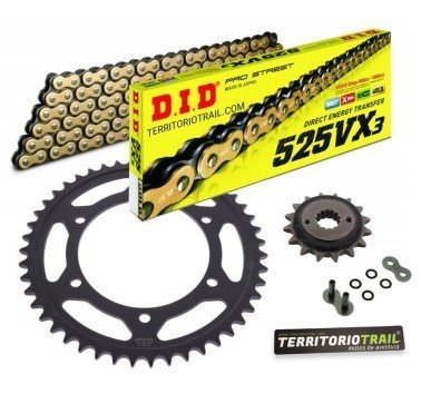 Kit de transmisión DID 525 VX3 dorada (16/49/124) | relación original África Twin 650