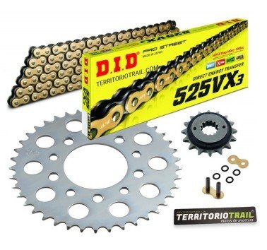 Kit de transmisión DID 525 VX3 dorada (16/46/124) | Relación original África Twin 750 RD04 90-92