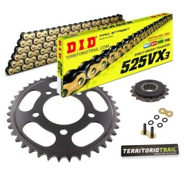 Kit de transmisión DID 525VX3 dorada (16/42/124) | Relación original África Twin CRF1000 / 1100