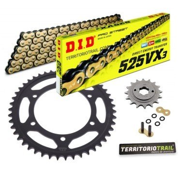 Kit de transmisión DID x-ring 525VX3 dorada (15/47/118) | relación original Transalp 600 1987-88