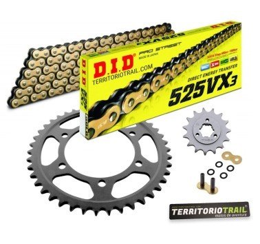 Kit de transmisión DID 525 VX3 dorada (15/47/116) | Suzuki DR 800 BIG (1994-99)