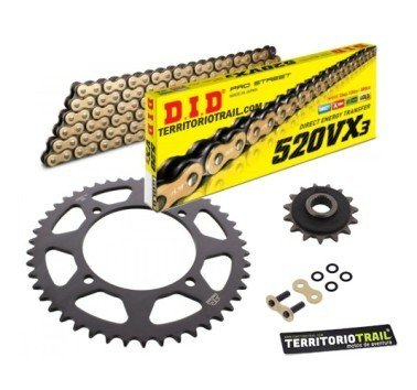 Kit de arrastre DID 520 VX3 dorada (15/45/110) | relación original XT660Z 1991 a 1995