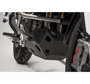SW-Motech cubrecarter aluminio negro Triumph Tiger 900 (compatible con defensas originales)
