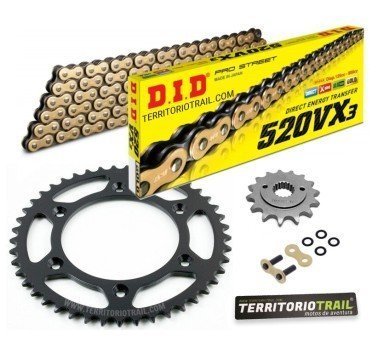 Kit de transmisión DID 520 VX3 dorada (15/45/108) | relación original Honda XR 400 R