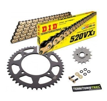 Kit de transmisión DID 520 VX3 dorada (15/43/106) | relación original KL 650 Tengai 1989