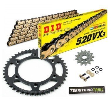Kit de transmisión DID 520 VX3 dorada (15/44/112) | relación original DRZ 400 S