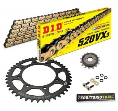 Kit de transmisión DID 520 VX3 dorado (17/46/110) | relación original de KLE 500 1996 a 2004