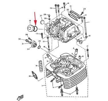 Junta o-ring para tapón de culata (válvulas) Yamaha TT / XT