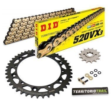 Kit de transmisión DID 520 VX3 dorado (14/50/108) | relación originalYamaha TT 350 3GJ