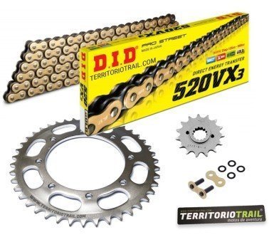 Kit de transmisión DID 520 VX3 dorada (15/43/104) | relación original Kawasaki KLR 600 B