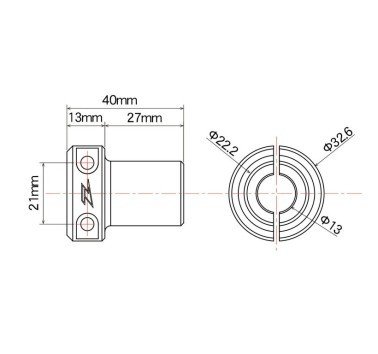 Adaptador de montaje en barra para conversión de 13 a 22,2 mm