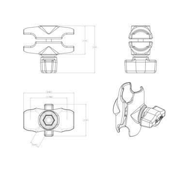 RAM Mount adaptador brazo corto bola a bola
