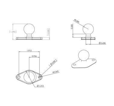 RAM Mount adaptador base 2.43" x 1.31" con bola 1"