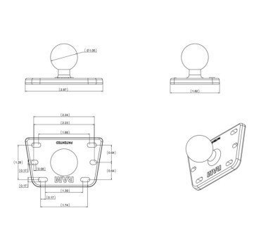 RAM Mount base para tapa depósito líquido de frenos/embrague