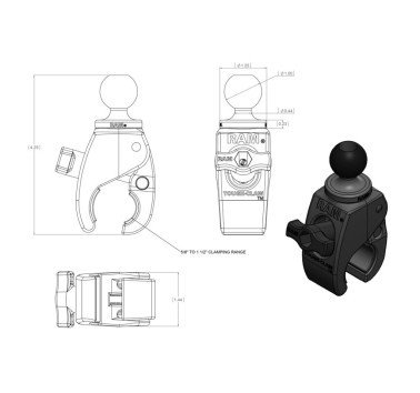 RAM Mount soporte para manillares y barras de 16 a 38mm