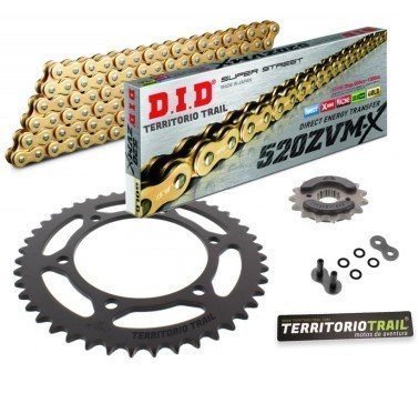 Kit de transmisión DID 520 ZVMX super reforzada dorada (15/45/110) | relación original XT 660 R / Z