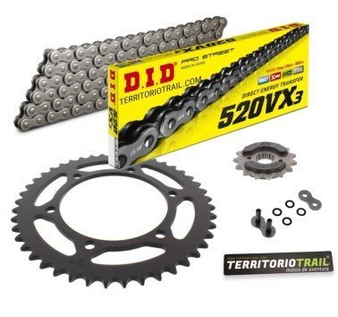Kit de transmisión DID 520 VX3 gris (15/44/110) | relación original Pegaso 650 Trail
