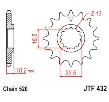 Piñón JT acero de 14 dientes JTF432.14SC