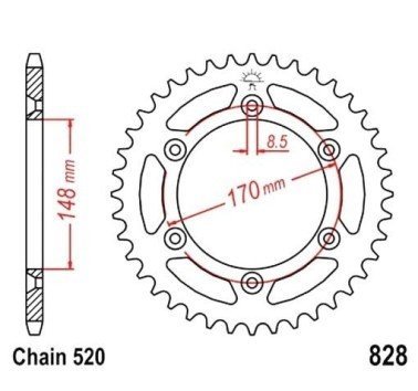 Corona JT acero de 46 dientes JTR828.46