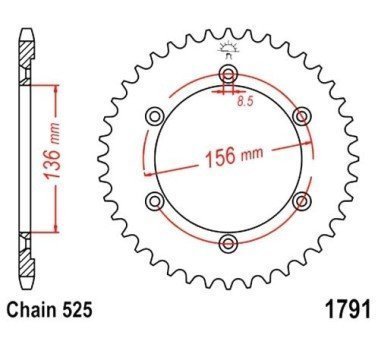 Corona JT acero de 42 dientes JTR1791.42