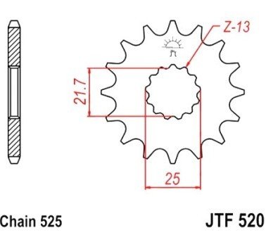 Piñón JT acero de 14 dientes JTF520.14