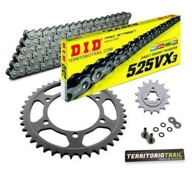 Kit de transmisión DID 525 VX3 gris (15/47/116) | Suzuki DR 800 BIG (1994-99)