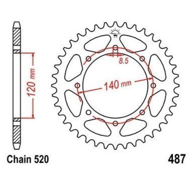 Corona JT acero de 43 dientes JTR487.43