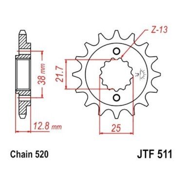 Piñón JT acero de 14 dientes JTF511.14