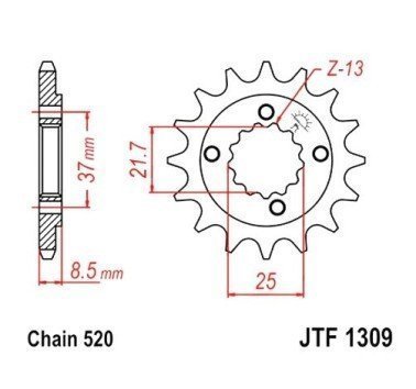 Piñón JT acero de 16 dientes JTF1309.16