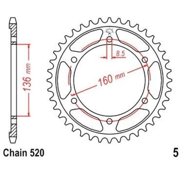 Corona JT acero de 45 dientes JTR5.45