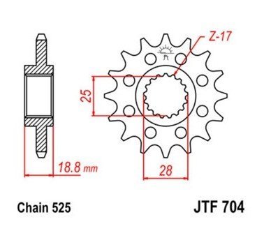 Piñón JT acero de 15 dientes JTF704.15