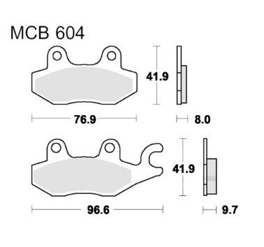 Pastillas de freno trasero estandar TRW MCB604