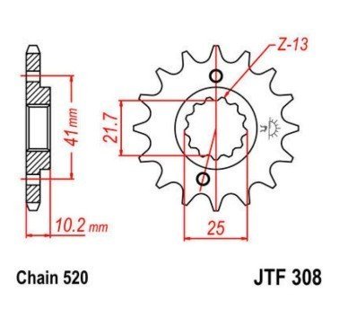 Piñón JT acero de 15 dientes versión engomado JTF308.15RB