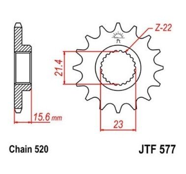 Piñón JT acero de 15 dientes JTF577.15
