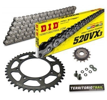 Kit de transmisión DID 520 VX3 gris (16/44/108) | relación original KLE 500 1991-95