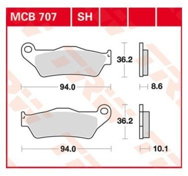 Pastillas freno trasero estándar TRW MCB707