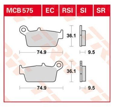 Pastillas de freno trasero estándar TRW MCB575