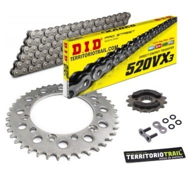 Kit de transmisión DID 520 vx3 gris (15/47/110) | relación original Dominator NX 650 1991-1994